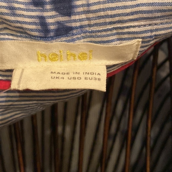 Anthropologie Hei Hei blue and white striped tie dyed Shibori tunic top - Picture 6 of 8